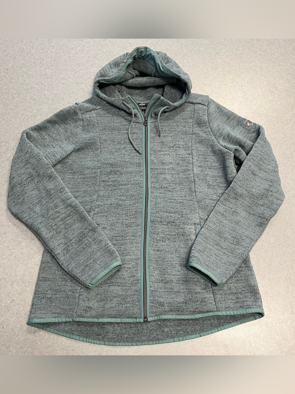 KUHL Aqua Heather Grey Ascendyr Fleece HoodieâWomenâs Large